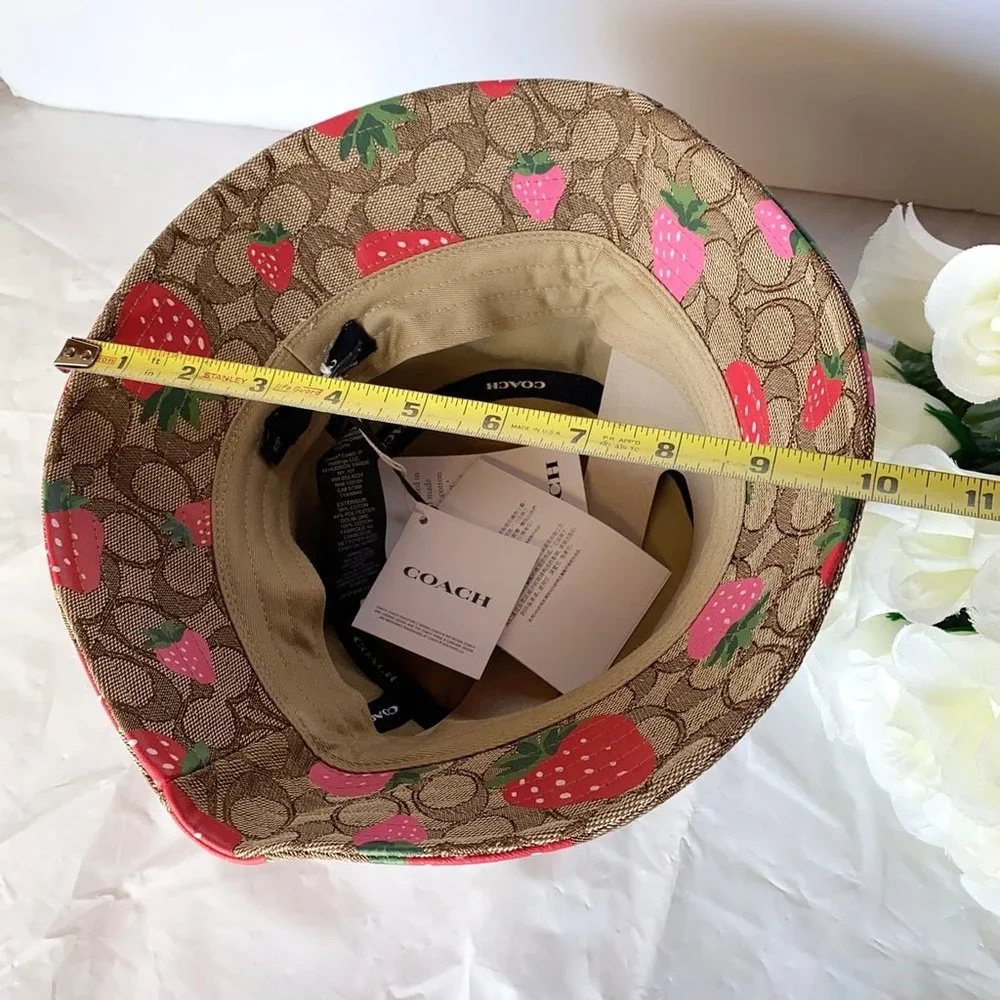 NWT Coach Signature Wild Strawberry Print Bucket Hat CH392 - Picture 8 of 11